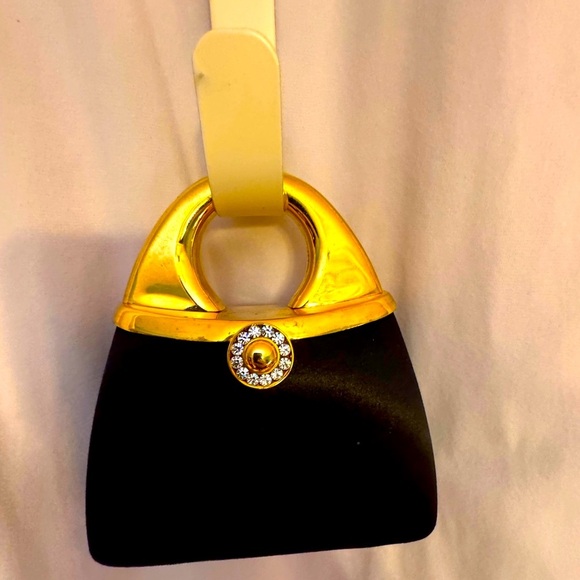 Vintage Y & S Original Lucite Clamshell Purse Gold Tone Body Chain White Leather - Picture 1 of 5